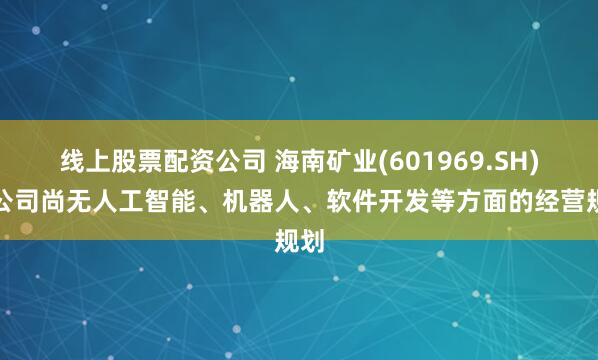 线上股票配资公司 海南矿业(601969.SH)：公司尚无人工智能、机器人、软件开发等方面的经营规划